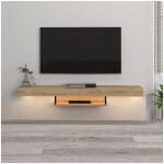 Έπιπλο τηλεόρασης επιτοίχιο Albares  με LED χρώμα sapphire oak 150x29,6x22εκ. - Image 4