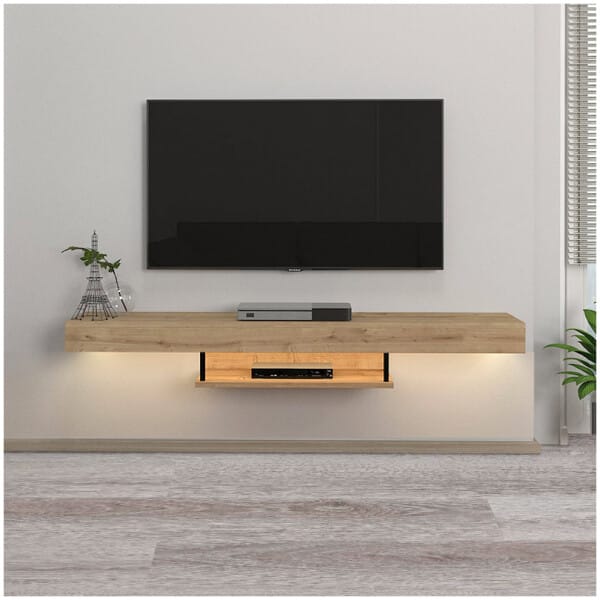 Έπιπλο τηλεόρασης επιτοίχιο Albares  με LED χρώμα sapphire oak 150x29,6x22εκ. - Image 4