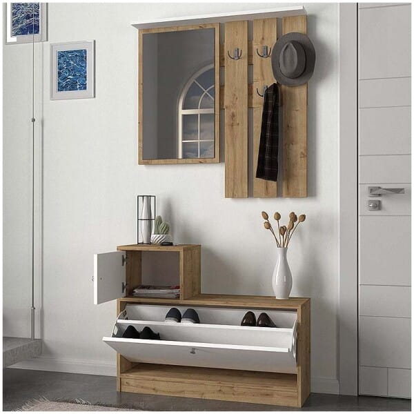 Έπιπλο εισόδου Galina  χρώμα sapphire oak - λευκό 91,8x27x70εκ. - Image 4