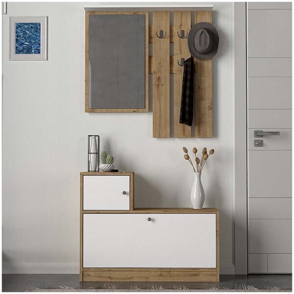 Έπιπλο εισόδου Galina  χρώμα sapphire oak - λευκό 91,8x27x70εκ. - Image 5