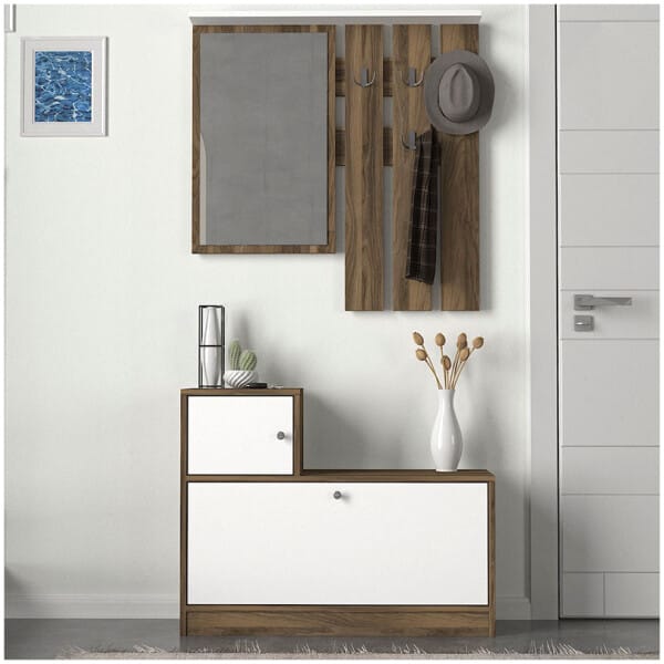 Έπιπλο εισόδου Galina  χρώμα καρυδί - λευκό 91,8x27x70εκ. - Image 5