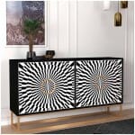 Μπουφές Gradel  χρώμα μαύρο - ασπρόμαυρο 150x35x83,6εκ.