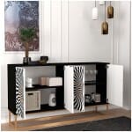 Μπουφές Gradel  χρώμα μαύρο - ασπρόμαυρο 150x35x83,6εκ. - Image 4