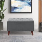 Σκαμπώ - Ταμπουρέ Lotus  βελούδινο χρώμα γκρι 90x40x50εκ. - Image 3