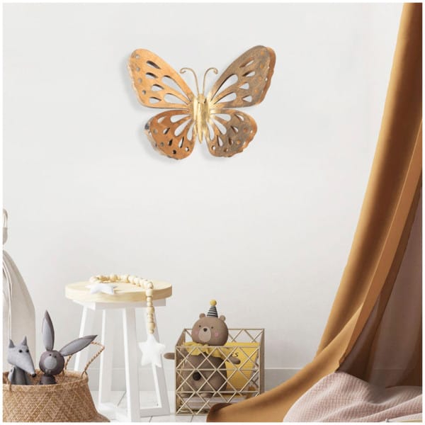 Διακοσμητικό τοίχου Butterfly  μεταλλικό χρώμα χρυσό 29x32εκ. - Image 2