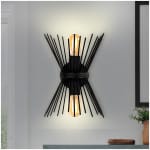 Απλίκα τοίχου Kirpi  E27 μεταλλική χρώμα μαύρο 23x5x33εκ. - Image 2