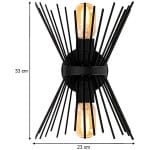 Απλίκα τοίχου Kirpi  E27 μεταλλική χρώμα μαύρο 23x5x33εκ. - Image 3