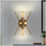 Απλίκα τοίχου Kirpi  E27 μεταλλική χρώμα χρυσό 23x5x33εκ. - Image 2