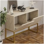 Κονσόλα - Μπουφές Zermat  χρώμα μπεζ travertine - χρυσό 90x34x70εκ. - Image 2