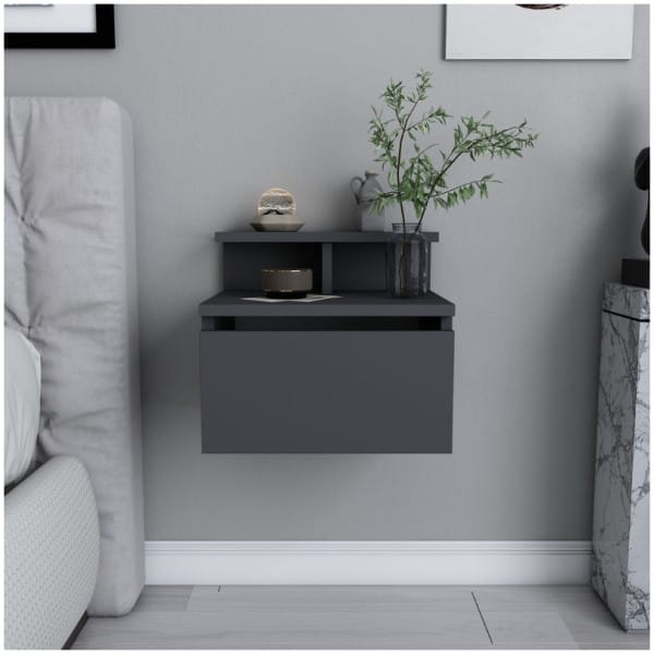 Κομοδίνο επιτοίχιο Arsen  χρώμα ανθρακί 39,8x31,9x35εκ. - Image 3