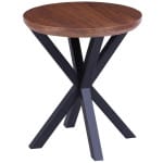 ΒΟΗΘΗΤΙΚΟ ΤΡΑΠΕΖΑΚΙ ΣΤΡΟΓΓΥΛΟ HM9473.02 MDF ΜΕ ΚΑΠΛΑΜΑ ΑΠΟ ΞΥΛΟ ΚΑΡΥΔΙΑΣ Φ50x55Yεκ.