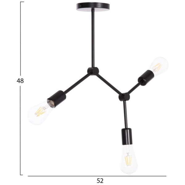 ΦΩΤΙΣΤΙΚΟ ΟΡΟΦΗΣ 3-ΦΩΤΟ LIGHTY HM7404.11 ΜΕΤΑΛΛΟ ΣΕ ΜΑΥΡΟ 52x5x48Υεκ. - Image 2