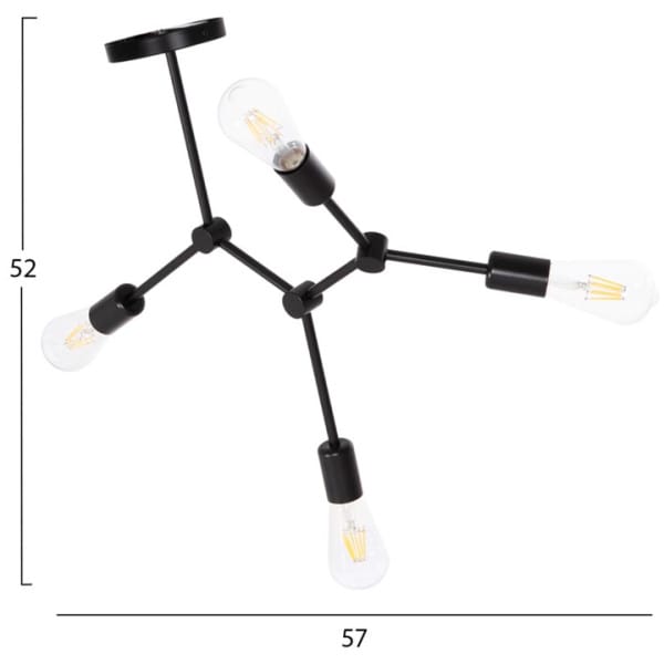ΦΩΤΙΣΤΙΚΟ ΟΡΟΦΗΣ 4-ΦΩΤΟ LIGHTY HM7405.11 ΜΕΤΑΛΛΟ ΣΕ ΜΑΥΡΟ 57x5x52Υεκ. - Image 2
