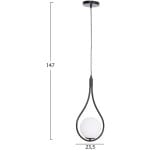 ΦΩΤΙΣΤΙΚΟ ΟΡΟΦΗΣ DROPLET HM7503.11 ΜΕΤΑΛΛΟ ΣΕ ΜΑΥΡΟ-ΛΕΥΚΟΣ ΓΛΟΜΠΟΣ 23,5x12x147Υεκ. - Image 2