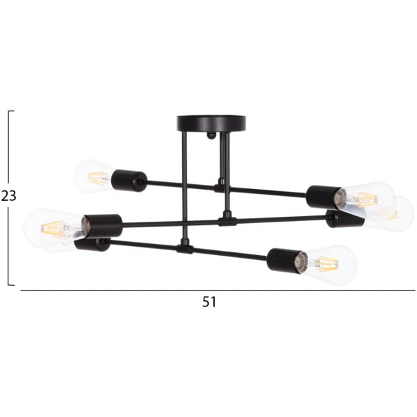 ΦΩΤΙΣΤΙΚΟ ΟΡΟΦΗΣ ΠΟΛΥΦΩΤΟ LIGHTY HM7427.11 ΜΕΤΑΛΛΟ ΣΕ ΜΑΥΡΟ 51x51x23Υεκ. - Image 2