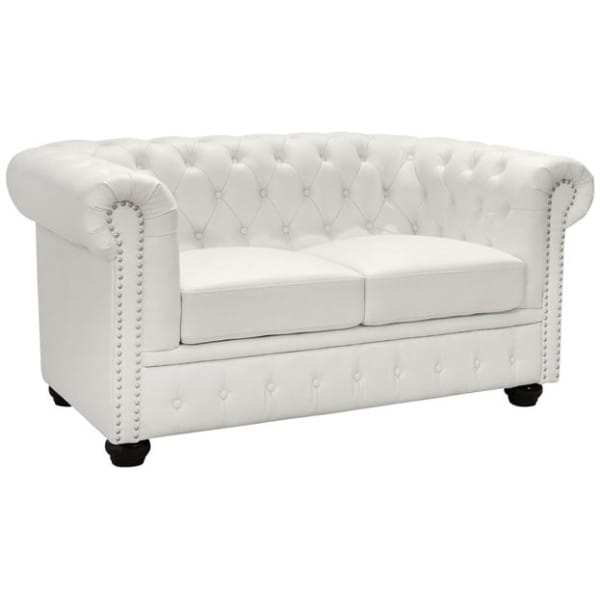 ΚΑΝΑΠΕΣ 2ΘΕΣΙΟΣ T.CHESTERFIELD HM3010.02 ΤΕΧΝΟΔΕΡΜΑ ΛΕΥΚΟ ΜΑΤ 155x90x73 εκ.