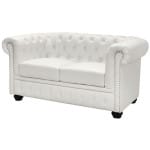 ΚΑΝΑΠΕΣ 2ΘΕΣΙΟΣ T.CHESTERFIELD HM3010.02 ΤΕΧΝΟΔΕΡΜΑ ΛΕΥΚΟ ΜΑΤ 155x90x73 εκ. - Image 2