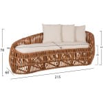 ΚΑΝΑΠΕΣ-ΑΝΑΚΛΙΝΤΡΟ LANTRY HM5991 ΦΥΣΙΚΟ RATTAN- ΛΕΥΚΑ ΜΑΞΙΛΑΡΙΑ 215x60x78Yεκ. - Image 2