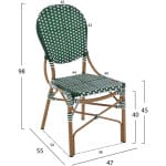 ΚΑΡΕΚΛΑ ΑΛΟΥΜΙΝΙΟΥ BAMBOO LOOK ΜΕ WICKER ΠΡΑΣΙΝΟ ΛΕΥΚΟ HM5792.01 47x55x98 εκ. - Image 2