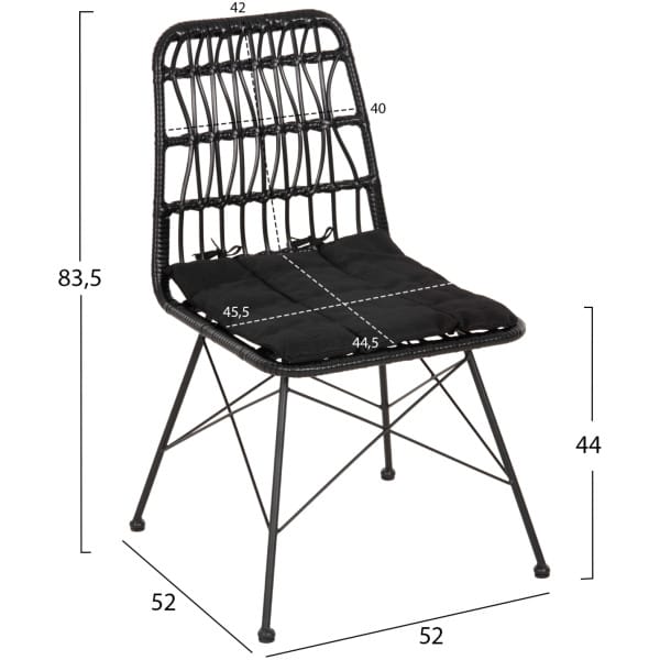 ΚΑΡΕΚΛΑ ΕΞ.ΧΩΡΟΥ ALLEGRA HM5453.12 ΜΕΤΑΛΛΟ-ΜΑΞΙΛΑΡΙ-WICKER ΜΑΥΡΟ 52x52x83,5Yεκ. - Image 2