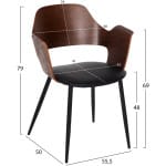 ΚΑΡΕΚΛΑ VELP HM9616.03 ΞΥΛΟ ΣΕ ΚΑΡΥΔΙ-ΜΑΥΡΟ PU-ΜΑΥΡΑ ΜΕΤΑΛ. ΠΟΔΙΑ 55,5x50x79Υεκ. - Image 2
