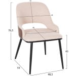 ΚΑΡΕΚΛΑ DELF HM9617.04 ΜΠΕΖ ΥΦΑΣΜΑ-ΜΑΥΡΑ ΜΕΤΑΛ. ΠΟΔΙΑ-ΞΥΛΙΝΗ ΠΛΑΤΗ ΚΑΡΥΔΙ 48x55x76Υεκ. - Image 2