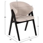 ΚΑΡΕΚΛΑ HANA HM9746.01 RUBBERWOOD ΣΕ ΜΑΥΡΟ ΧΡΩΜΑ-ΜΠΕΖ ΥΦΑΣΜΑ 55x60x84Yεκ. - Image 2