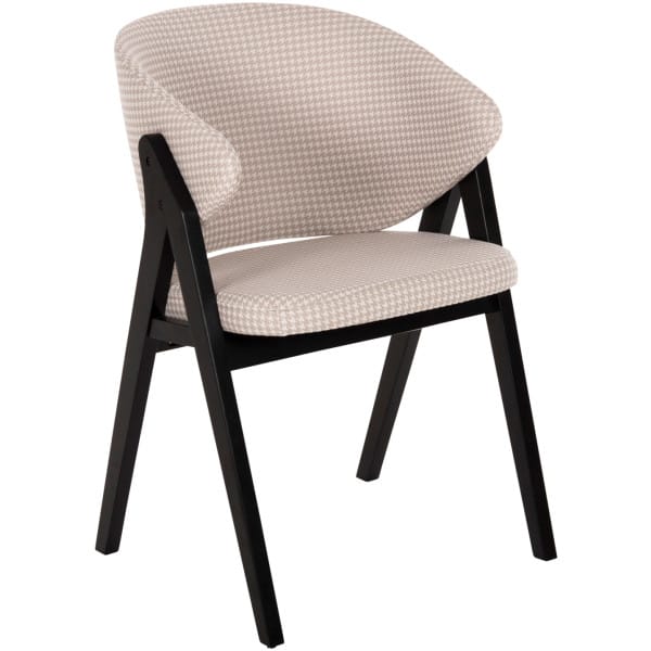 ΚΑΡΕΚΛΑ HANA HM9746.01 RUBBERWOOD ΣΕ ΜΑΥΡΟ ΧΡΩΜΑ-ΜΠΕΖ ΥΦΑΣΜΑ 55x60x84Yεκ. - Image 1