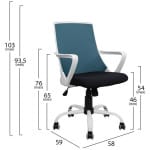 ΚΑΡΕΚΛΑ ΓΡΑΦΕΙΟΥ MALFOI HM1053.06 ΜΠΛΕ MESH & ΠΟΔΙ ΜΕΤΑΛΛΙΚΟ 58x59x103 εκ. - Image 2