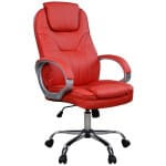 ΚΑΡΕΚΛΑ ΓΡΑΦΕΙΟΥ ΚΟΚΚΙΝΟ PU STARELL ΜΕ ΠΟΔΙ ΧΡΩΜΙΟ 65x71x106,5-116Y εκ.HM1025.07