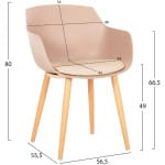 ΚΑΡΕΚΛΑ ΤΡΑΠΕΖΑΡΙΑΣ LUCIE HM8242.11 CAPUCCINO PP-ΜΕΤΑΛ. ΠΟΔΙΑ ΟΨΗ ΞΥΛΟΥ 56x55,5x80Υεκ - Image 2