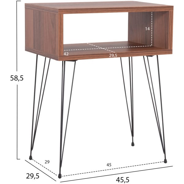 ΚΟΜΟΔΙΝΟ TODD HM18184.05 ΜΕΛΑΜΙΝΗ ΣΕ ΚΑΡΥΔΙ-ΜΕΤΑΛ.ΜΑΥΡΑ ΠΟΔΙΑ 45.5x29.5x58.5Υεκ. - Image 2
