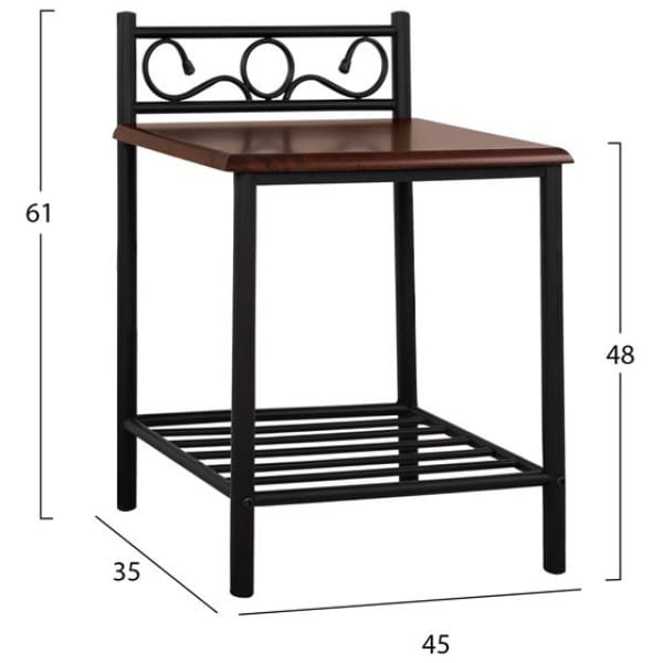 ΚΟΜΟΔΙΝΟ SUZIE HM388 ΑΠΟ ΜΕΤΑΛΛΟ ΚΑΙ ΞΥΛΟ 45x35x48-61 εκ. - Image 2