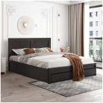ΚΡΕΒΑΤΙ ΜΕΛΑΜΙΝΗΣ CAPRI HM312.11 ΜΕ 2 ΣΥΡΤΑΡΙΑ ΒΕΓΓΕ ΓΙΑ ΣΤΡΩΜΑ 150x200εκ. - Image 2