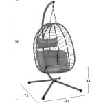 ΚΡΕΜΑΣΤΗ ΠΟΛΥΘΡΟΝΑ ΦΩΛΙΑ MILLIE HM5997.10 ΜΕΤΑΛΛΟ-ΣΥΝΘ.RATTAN ΓΚΡΙ 90x75x190Υεκ. - Image 2
