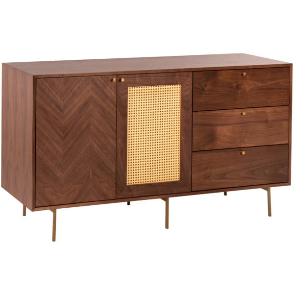ΜΠΟΥΦΕΣ MEEN HM9735 MDF ΜΕ ΦΥΣΙΚΟ ΚΑΠΛΑΜΑ ΚΑΡΥΔΙΑΣ-ΧΡΥΣΑ ΜΕΤΑΛΛΙΚΑ ΠΟΔΙΑ 150x40x80Υεκ - Image 1
