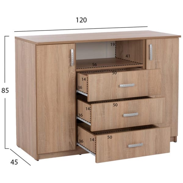 ΜΠΟΥΦΕΣ ΜΕ 2 ΝΤΟΥΛΑΠΙΑ Κ 3 ΣΥΡΤΑΡΙΑ ADLER SONAMA OAK HM2430 120X45X85Yεκ. - Image 2