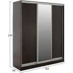 ΝΤΟΥΛΑΠΑ ΣΥΡΟΜΕΝΗ ADLER ΜΕΛΑΜΙΝΗΣ WENGE ΜΕ ΚΑΘΡΕΠΤΗ HM2437.02  180X60X210Υεκ. - Image 2