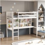 ΠΑΙΔΙΚH KOYKETA τ.MONTESSORI ΜΕ ΓΡΑΦΕΙΟ & ΒΙΒΛΙΟΘΗΚΗ LIBRO HM708.03 ΞΥΛΟ ΠΕΥΚΟΥ ΛΕΥΚΟ- 90x190εκ - Image 2