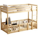 ΠΑΙΔΙΚΗ ΚΟΥΚΕΤΑ τ.MONTESSORI ΜΕ ΠΑΡΚΑΚΙ PLAYKID HM703.01 ΞΥΛΟ ΠΕΥΚΟΥ ΦΥΣΙΚΟ ΓΙΑ 190x90εκ