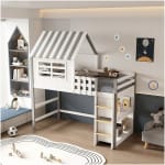 ΠΑΙΔΙΚΟ ΚΡΕΒΑΤΙ τ.MONTESSORI ΜΕ ΠΛΑΙΝΑ ΡΑΦΙΑ HOMI HM712 ΞΥΛΟ ΠΕΥΚΟΥ ΛΕΥΚΟ-ΓΚΡΙ-ΣΤΡΩΜΑ 90x190εκ - Image 2