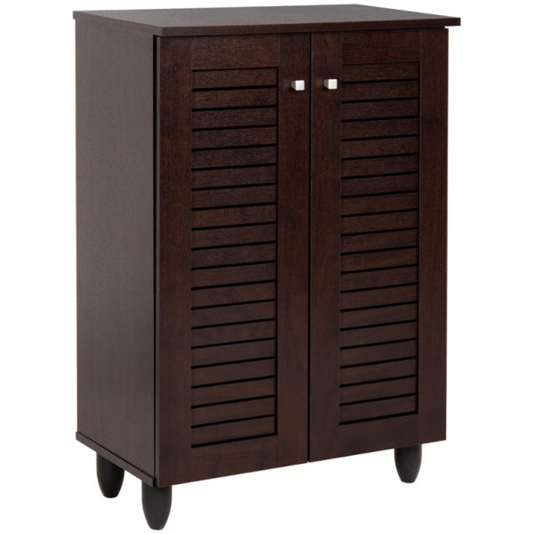 ΠΑΠΟΥΤΣΟΘΗΚΗ-ΝΤΟΥΛΑΠΑ PROLLY HM9608.01 ΜΕΛΑΜΙΝΗ WENGE-2ΠΟΡΤΕΣ-4ΡΑΦΙΑ 60x34x88Υεκ.