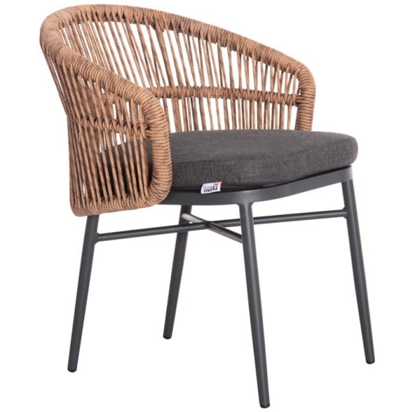 ΠΟΛΥΘΡΟΝΑ ΑΛΟΥΜΙΝΙΟΥ ORIN HM6265.01 ΣΚΟΥΡΟ ΓΚΡΙ- P.E.RATTAN ΣΕ ΦΥΣΙΚΟ 58x61x75Υεκ. - Image 1