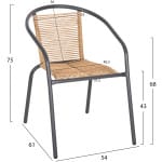 ΠΟΛΥΘΡΟΝΑ SWIFTER HM5969.02 ΜΕΤΑΛΛΟ ΓΚΡΙ-ΣΥΝΘ. RATTAN ΣΕ ΦΥΣΙΚΟ 54x61x75Υεκ. - Image 2