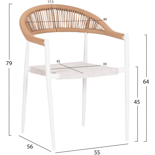 ΠΟΛΥΘΡΟΝΑ BERG HM6284.01 ΑΛΟΥΜΙΝΙΟ & TEXTILENE ΛΕΥΚΟ--P.E.TWISTED RATTAN 55x56x79Υεκ - Image 2