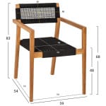 ΠΟΛΥΘΡΟΝΑ CHARLOTTE HM9637.02 ΞΥΛΟ TEAK ΦΥΣΙΚΟ & ΜΑΥΡΟ ΣΧΟΙΝΙ 59x54x83Y εκ. - Image 2