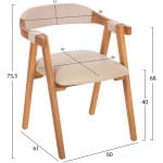 ΠΟΛΥΘΡΟΝΑ RIMINI HM9867.07 ΞΥΛΟ TEAK ΦΥΣΙΚΟ-ΜΠΕΖ ΣΧΟΙΝΙ & PU ΚΑΘΙΣΜΑ 60x61x75,5Υεκ. - Image 2