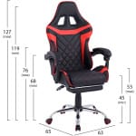 ΠΟΛΥΘΡΟΝΑ GAMING SKYLER ΜΕ ΑΝΑΚΛΙΝΟΜΕΝΗ ΠΛΑΤΗ ΚΑΙ ΥΠΟΠΟΔΙΟ HM1157.01 ΣΕ ΧΡΩΜΑ ΜΑΥΡΟ-ΚΟΚΚΙΝΟ - Image 2
