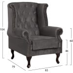 ΠΟΛΥΘΡΟΝΑ-ΜΠΕΡΖΕΡΑ ΓΚΡΙ ΒΕΛΟΥΔΟ T.CHESTERFIELD POLINA 83x75x107Yεκ.HM0053.10 - Image 2