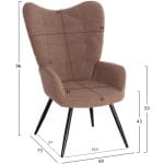 ΠΟΛΥΘΡΟΝΑ ΜΠΕΡΖΕΡΑ CRAWLEY ΜΕ ΥΠΟΠΟΔΙΟ HM8918.26 ΥΦΑΣΜΑ ΜΠΟΥΚΛΕ ΚΑΦΕ 69x73x96Yεκ. - Image 2